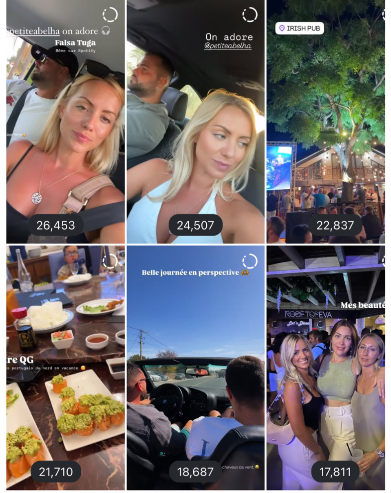 Captures de stories avec vues entre 18K et 26K